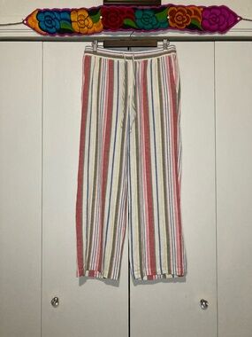 Old Navy Small Linen Blend Pull-On Wide Leg Pants Resortwear Beachy Coastal